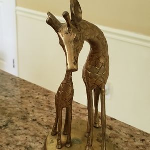 Brass Mother Nd Baby Giraffe.